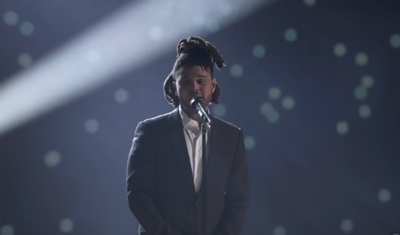 The Weeknd performs "Earned It" and earns two JUNO wins. (Photo via much.ca)