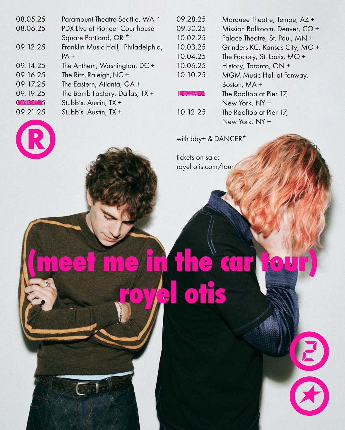 Royel Otis Meet Me in the Car 2025 tour poster
