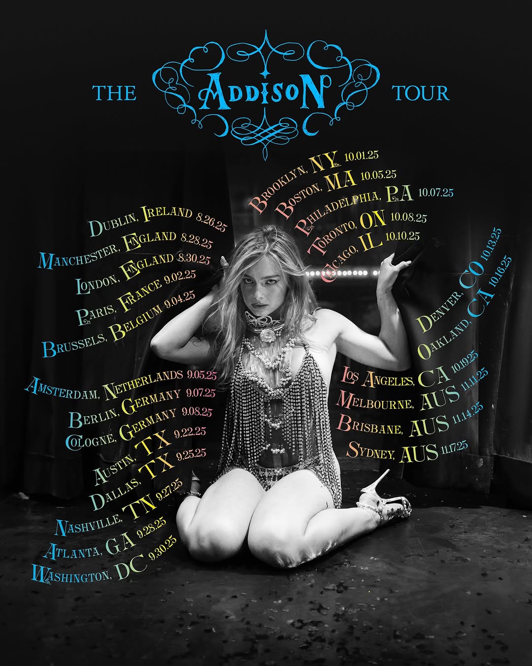 Addison Rae 2025 tour poster