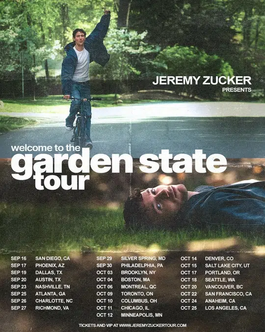 Jeremy Zucker Welcome to the Garden State Tour poster