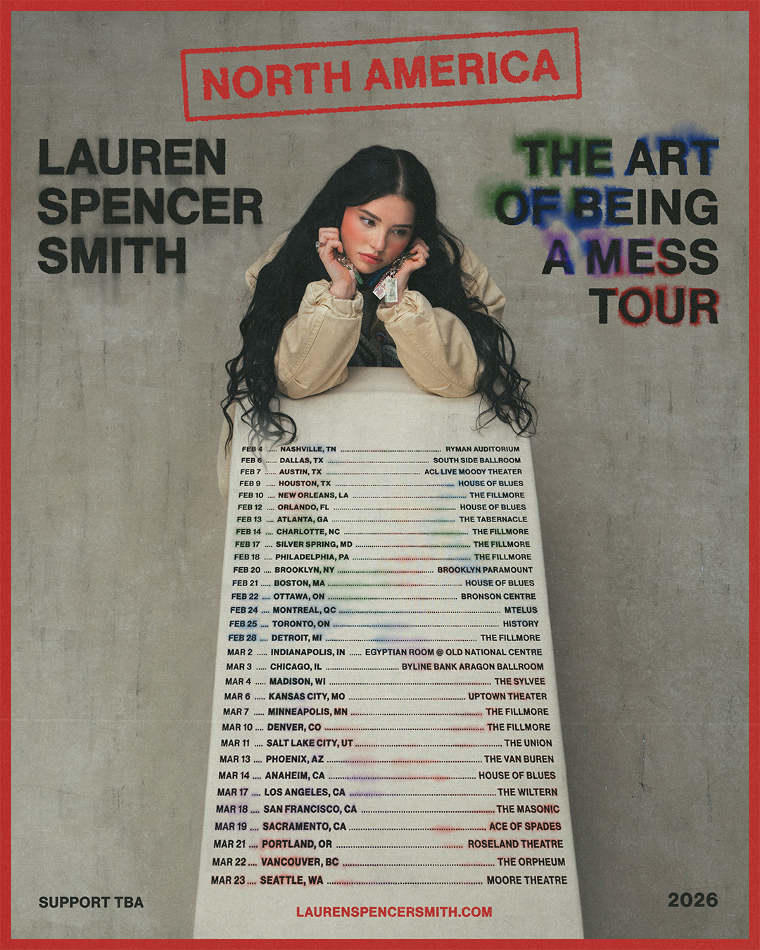Lauren Spencer Smith The Art of Being a Mess tour poster