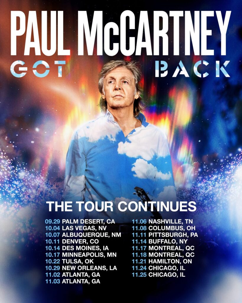 Paul McCartney Got Back fall 2025 tour poster